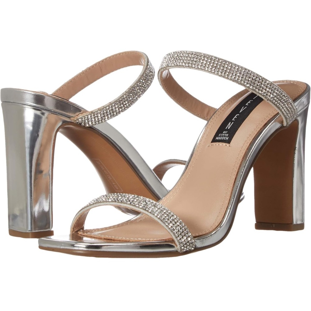 Steve Madden Rhinestone silver bling heels sandals